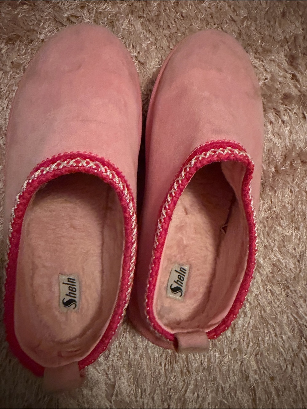 Pink Plush Slip-On Women's Slippers